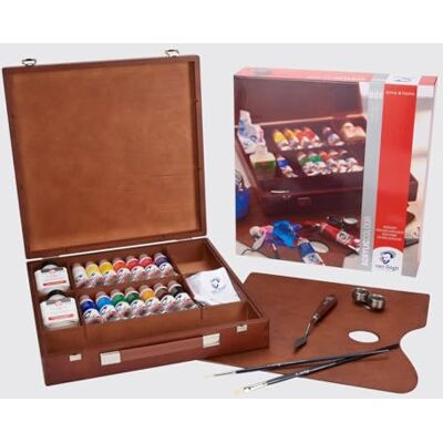 Van Gogh Talens Acrylfarbe Inspiration Holzkasten mit 14 Tuben 40ml u. Zubehör - Publicité Van Gogh Talens Acrylfarbe Inspiration Holzkasten mit 14 Tuben 40ml u. Zubehör - Publicité