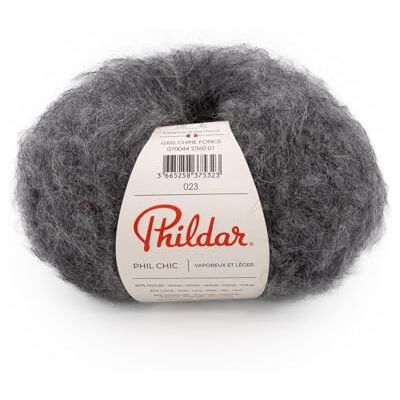 Phildar Pelote de Laine Phil Chic Laine à Crocheter et à Tricoter 32% LAINE,16% POLYAMIDE,2% ELASTHANNE,50% KID MOHAIR Aiguille n°6 Couleur GRIS - Publicité Phildar Pelote de Laine Phil Chic Laine à Crocheter et à Tricoter 32% LAINE,16% POLYAMIDE,2% ELASTHANNE,50% KID MOHAIR Aiguille n°6 Couleur GRIS - Publicité
