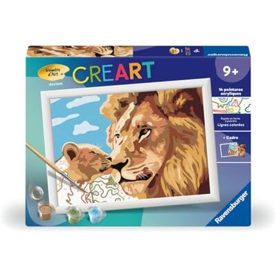 Ravensburger CreArt Kids 18x24 cm Numéro d'art Lion et Son bébé Kit de Peinture par numéros Dès 7 Ans 25968 - Publicité Ravensburger CreArt Kids 18x24 cm Numéro d'art Lion et Son bébé Kit de Peinture par numéros Dès 7 Ans 25968 - Publicité