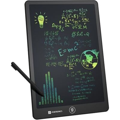 Portronics RuffPad Bloc-notes numérique LCD multicolore avec écran sensible à la pression, effacement par une touche, verrouillage d'écran, stylet, bloc-notes numérique - Publicité Portronics RuffPad Bloc-notes numérique LCD multicolore avec écran sensible à la pression, effacement par une touche, verrouillage d'écran, stylet, bloc-notes numérique - Publicité