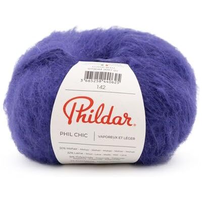 Phildar Pelote de Laine Phil Chic Laine à Crocheter et à Tricoter 32% LAINE,16% POLYAMIDE,2% ELASTHANNE,50% KID MOHAIR Aiguille n°6 Couleur BLEU - Publicité Phildar Pelote de Laine Phil Chic Laine à Crocheter et à Tricoter 32% LAINE,16% POLYAMIDE,2% ELASTHANNE,50% KID MOHAIR Aiguille n°6 Couleur BLEU - Publicité