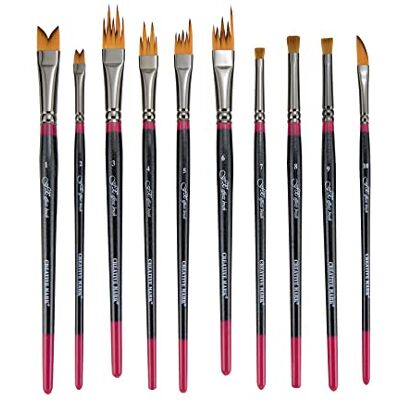 Creative FX Lot de 10 pinceaux à Effets spéciaux avec Ruban Unique, Multi-Lignes, Pinceau Angulaire pour Aquarelle, Acrylique diluée et Peinture à l'huile - Publicité Creative FX Lot de 10 pinceaux à Effets spéciaux avec Ruban Unique, Multi-Lignes, Pinceau Angulaire pour Aquarelle, Acrylique diluée et Peinture à l'huile - Publicité