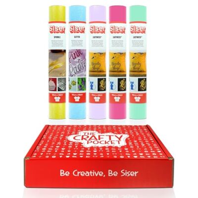 SISER Crafty Pocket Pastel Vinyle thermocollant pour personnaliser les tissus, compatible avec toutes les machines de découpe Kit comprenant 5 rouleaux de 30 x 50 cm aux couleurs pastel - Publicité SISER Crafty Pocket Pastel Vinyle thermocollant pour personnaliser les tissus, compatible avec toutes les machines de découpe Kit comprenant 5 rouleaux de 30 x 50 cm aux couleurs pastel - Publicité