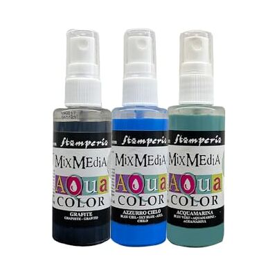 Stamperia Graftte Azzurro Cielo Acquamarina - Kit de Spray - Publicité Stamperia Graftte Azzurro Cielo Acquamarina - Kit de Spray - Publicité