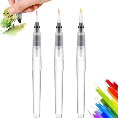 HOTMNTY Pinceau Aquarelle Reserve d'Eau Stylo Aquarelle Pinceaux Vide Peinture Brosse avec Réservoir d'Eau Rechargeable Aquash Brush avec Pointe Nylon pour Peintureaquarelle, Coloriage, Calligraphie, 3 Pièces - Publicité HOTMNTY Pinceau Aquarelle Reserve d'Eau Stylo Aquarelle Pinceaux Vide Peinture Brosse avec Réservoir d'Eau Rechargeable Aquash Brush avec Pointe Nylon pour Peintureaquarelle, Coloriage, Calligraphie, 3 Pièces - Publicité
