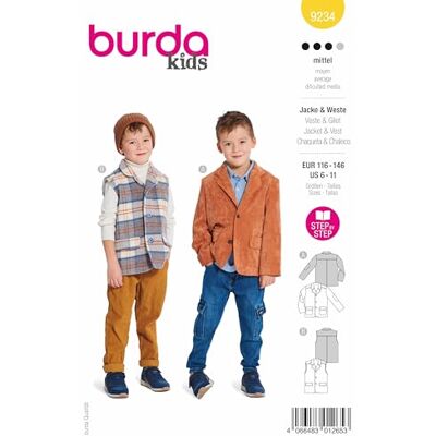 Burda - B 9234 - Garçons - Jacket Vest - Pattern - Publicité Burda - B 9234 - Garçons - Jacket Vest - Pattern - Publicité