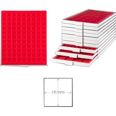 Prophila Collection Prophila Médaillier Gris 99 Compartiments angulaires pour pièces jusquà 19 mm, Insert Rouge - Publicité Prophila Collection Prophila Médaillier Gris 99 Compartiments angulaires pour pièces jusquà 19 mm, Insert Rouge - Publicité