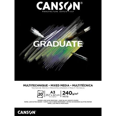 Canson Graduate Mixed Media Bloc 20 feuilles Papier multitechnique A3-240g/m² Noir profond - Publicité Canson Graduate Mixed Media Bloc 20 feuilles Papier multitechnique A3-240g/m² Noir profond - Publicité