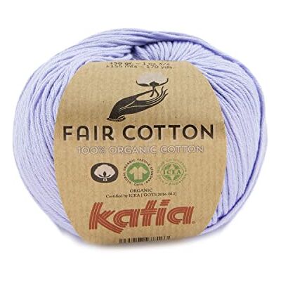 Katia Fair Cotton – Couleur : violet pastel (48) – 50 g/env. 155 m de laine - Publicité Katia Fair Cotton – Couleur : violet pastel (48) – 50 g/env. 155 m de laine - Publicité