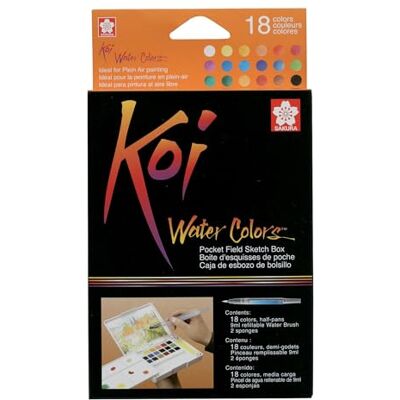 Boîte d'aquarelles Sakura Koi de poche - 18 couleurs - Publicité Boîte d'aquarelles Sakura Koi de poche - 18 couleurs - Publicité