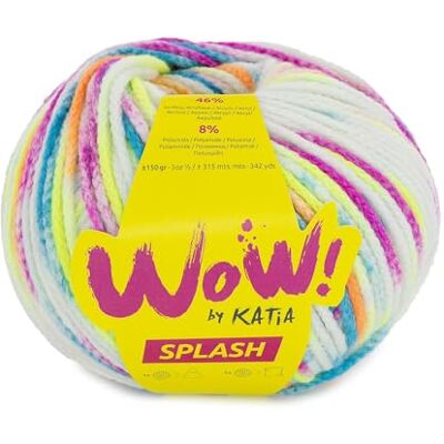 Katia WOW! SPLASH de en pelotes de 150 g et 165 m (vert fluo, orange fluo, fuchsia fluo, bleu fluo, 200) - Publicité Katia WOW! SPLASH de en pelotes de 150 g et 165 m (vert fluo, orange fluo, fuchsia fluo, bleu fluo, 200) - Publicité