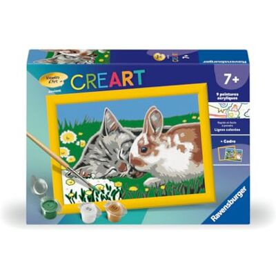 Ravensburger CreArt Kids 13x18 cm Numéro d'art Chaton et Son Compagnon Le Lapin Kit de Peinture par numéros Dès 7 Ans 25658 - Publicité Ravensburger CreArt Kids 13x18 cm Numéro d'art Chaton et Son Compagnon Le Lapin Kit de Peinture par numéros Dès 7 Ans 25658 - Publicité