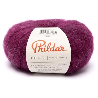Phildar Pelote de Laine Phil Chic Laine à Crocheter et à Tricoter 32% LAINE,16% POLYAMIDE,2% ELASTHANNE,50% KID MOHAIR Aiguille n°6 Couleur VIOLET - Publicité Phildar Pelote de Laine Phil Chic Laine à Crocheter et à Tricoter 32% LAINE,16% POLYAMIDE,2% ELASTHANNE,50% KID MOHAIR Aiguille n°6 Couleur VIOLET - Publicité