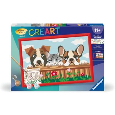 Ravensburger CreArt Kids 31x21 cm Numéro d'art Chiens et Chat Kit de Peinture par numéros Dès 9 Ans 25908 - Publicité Ravensburger CreArt Kids 31x21 cm Numéro d'art Chiens et Chat Kit de Peinture par numéros Dès 9 Ans 25908 - Publicité