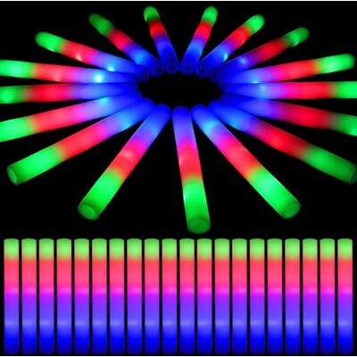 DkevEu Lot de 50 baton lumineux LED en mousse, 3 modes d'éclairage, bâtons lumineux en mousse Bâtons lumineux LED pour rave, fête et mariage, adaptées aux enfants - Publicité DkevEu Lot de 50 baton lumineux LED en mousse, 3 modes d'éclairage, bâtons lumineux en mousse Bâtons lumineux LED pour rave, fête et mariage, adaptées aux enfants - Publicité