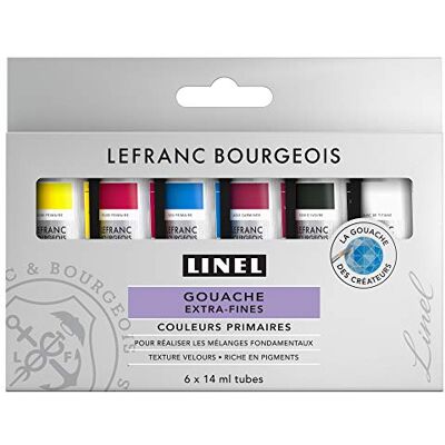 Linel Gouache Extra-Fine Set - Couleurs Primaires 6 x 14 ml - Publicité Linel Gouache Extra-Fine Set - Couleurs Primaires 6 x 14 ml - Publicité