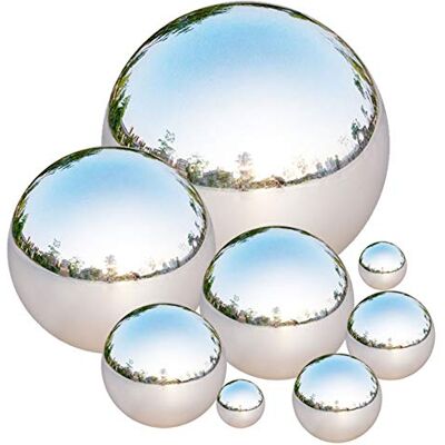 Tiberham Lot de 8 boules creuses réfléchissantes en acier inoxydable pour jardin et maison 42 à 200 mm - Publicité Tiberham Lot de 8 boules creuses réfléchissantes en acier inoxydable pour jardin et maison 42 à 200 mm - Publicité