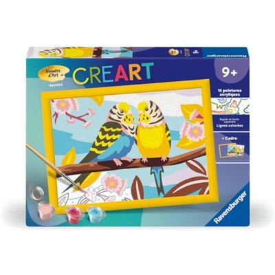 Ravensburger CreArt Kids 18x24 cm Numéro d'art Perruches Kit de Peinture par numéros Dès 7 Ans 25967 - Publicité Ravensburger CreArt Kids 18x24 cm Numéro d'art Perruches Kit de Peinture par numéros Dès 7 Ans 25967 - Publicité