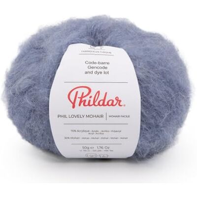 Phildar Pelote de Laine Phil Lovely Mohair Laine à Crocheter et à Tricoter 30% MOHAIR,70% ACRYLIQUE Aiguille n°8 Couleur BLEU - Publicité Phildar Pelote de Laine Phil Lovely Mohair Laine à Crocheter et à Tricoter 30% MOHAIR,70% ACRYLIQUE Aiguille n°8 Couleur BLEU - Publicité