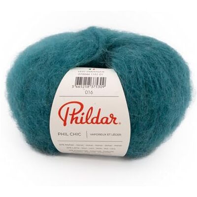 Phildar Pelote de Laine Phil Chic Laine à Crocheter et à Tricoter 32% LAINE,16% POLYAMIDE,2% ELASTHANNE,50% KID MOHAIR Aiguille n°6 Couleur VERT - Publicité Phildar Pelote de Laine Phil Chic Laine à Crocheter et à Tricoter 32% LAINE,16% POLYAMIDE,2% ELASTHANNE,50% KID MOHAIR Aiguille n°6 Couleur VERT - Publicité