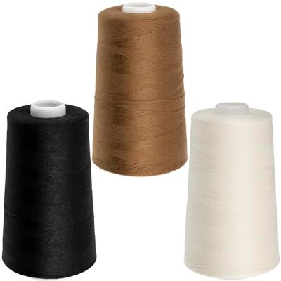 AERZETIX Lot de 3 bobines de fil à coudre 120 (40/2) 4000 m en polyester couleur noir, blanc, marron pour travaux d'aiguille, couture, broderie, loisir et artisanat créatif - Publicité AERZETIX Lot de 3 bobines de fil à coudre 120 (40/2) 4000 m en polyester couleur noir, blanc, marron pour travaux d'aiguille, couture, broderie, loisir et artisanat créatif - Publicité