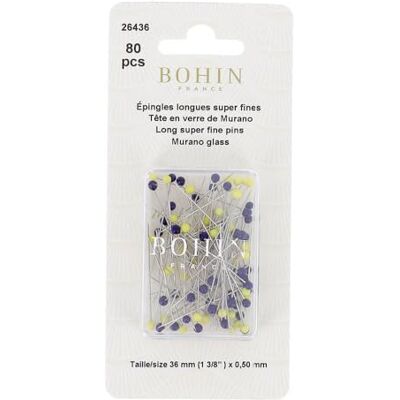 Bohin Glasshead pins 30x0.60mm Yellow-Blue 1x80pcs - Publicité Bohin Glasshead pins 30x0.60mm Yellow-Blue 1x80pcs - Publicité