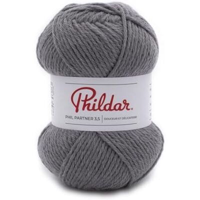 Phildar Pelote de Laine Phil Partner 3,5 Laine à Crocheter et à Tricoter 25% ACRYLIQUE,50% POLYAMIDE,25% LAINE PEIGNEE Aiguille n°3.5 Couleur GRIS - Publicité Phildar Pelote de Laine Phil Partner 3,5 Laine à Crocheter et à Tricoter 25% ACRYLIQUE,50% POLYAMIDE,25% LAINE PEIGNEE Aiguille n°3.5 Couleur GRIS - Publicité