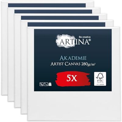 Artina Set de 5 Canvas Petite Toile Tableau Châssis Entoilés Bois FSC® 15x15cm blanche 100% coton toiles peinture stable Peindre acrylique aquarelle artiste mini Akademie - Publicité Artina Set de 5 Canvas Petite Toile Tableau Châssis Entoilés Bois FSC® 15x15cm blanche 100% coton toiles peinture stable Peindre acrylique aquarelle artiste mini Akademie - Publicité