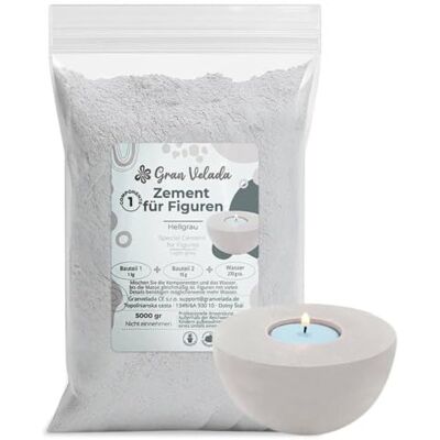 GRAN VELADA Ciment gris clair pour travaux manuels 5 kg Ciment préparé en poudre pour figurines décoratives Bougies, pots et plateaux DIY Moules en silicone Finition minérale mate neutre - Publicité GRAN VELADA Ciment gris clair pour travaux manuels 5 kg Ciment préparé en poudre pour figurines décoratives Bougies, pots et plateaux DIY Moules en silicone Finition minérale mate neutre - Publicité