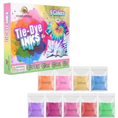 Desire Deluxe Tie-Dye Ink – Lot de 5 couleurs de peinture pour teinture de tissu, vêtements – Art créatif tie-dye jeux activités pour adultes et enfants - Publicité Desire Deluxe Tie-Dye Ink – Lot de 5 couleurs de peinture pour teinture de tissu, vêtements – Art créatif tie-dye jeux activités pour adultes et enfants - Publicité