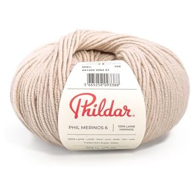 Phildar Pelote de Laine Phil Merinos 6 Laine à Crocheter et à Tricoter 100% LAINE (MERINOS) Aiguille n°6 Couleur BLANC - Publicité Phildar Pelote de Laine Phil Merinos 6 Laine à Crocheter et à Tricoter 100% LAINE (MERINOS) Aiguille n°6 Couleur BLANC - Publicité