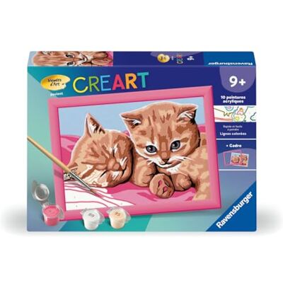 Ravensburger CreArt Kids 13x18 cm Numéro d'art Deux Chatons Roux Kit de Peinture par numéros Dès 7 Ans 25910 - Publicité Ravensburger CreArt Kids 13x18 cm Numéro d'art Deux Chatons Roux Kit de Peinture par numéros Dès 7 Ans 25910 - Publicité