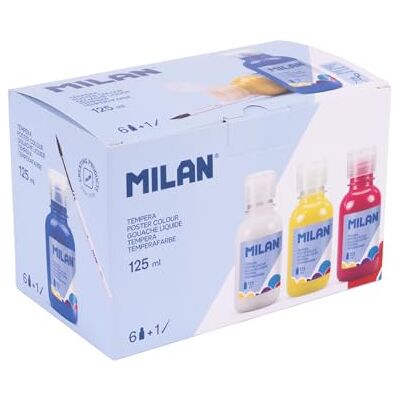 MILAN Boîte de 6 bouteilles de gouache de 125ml Couleurs Assorties - Publicité MILAN Boîte de 6 bouteilles de gouache de 125ml Couleurs Assorties - Publicité
