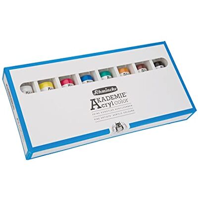 Schmincke AKADEMIE® Acrylique, assortiment de base 8 tubes en 60 ml, 76 011 097, set en carton, couleurs acryliques fines pour artistes, brillantes, très résistantes à la lumière, sans cadmium - Publicité Schmincke AKADEMIE® Acrylique, assortiment de base 8 tubes en 60 ml, 76 011 097, set en carton, couleurs acryliques fines pour artistes, brillantes, très résistantes à la lumière, sans cadmium - Publicité
