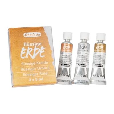 Schmincke Terreau liquide, Liquid Earth, Trio 3 x 5 ml, 18 858 00, pour peinture, (pré) dessin et sous-couche, végétalien - Publicité Schmincke Terreau liquide, Liquid Earth, Trio 3 x 5 ml, 18 858 00, pour peinture, (pré) dessin et sous-couche, végétalien - Publicité