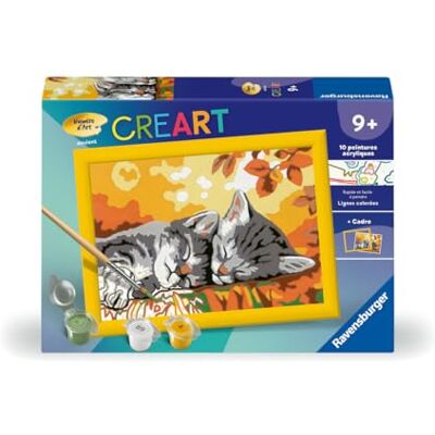 Ravensburger CreArt Kids 13x18 cm Numéro d'art Deux Chatons couchés Kit de Peinture par numéros Dès 9 Ans 25728 - Publicité Ravensburger CreArt Kids 13x18 cm Numéro d'art Deux Chatons couchés Kit de Peinture par numéros Dès 9 Ans 25728 - Publicité