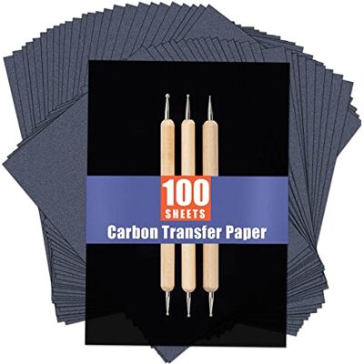 PSLER 100 Feuilles de Papier Carbone, Papier Transfert Carbone avec 3 stylos de gaufrage pour Le Travail du Bois, Le Papier, la Toile et d'autres Surfaces d'artisanat d'art (7.3 par 10 Pouces) - Publicité PSLER 100 Feuilles de Papier Carbone, Papier Transfert Carbone avec 3 stylos de gaufrage pour Le Travail du Bois, Le Papier, la Toile et d'autres Surfaces d'artisanat d'art (7.3 par 10 Pouces) - Publicité
