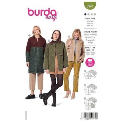 Burda - Patron Burda 5941 - Col et poches - Manteau sport pattern - Publicité Burda - Patron Burda 5941 - Col et poches - Manteau sport pattern - Publicité
