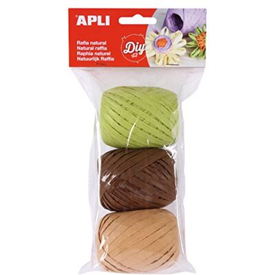 Apli Agipa - Assortiment de rafia naturelle - 3 x 30 mètres - Matériau de bricolage - Publicité Apli Agipa - Assortiment de rafia naturelle - 3 x 30 mètres - Matériau de bricolage - Publicité