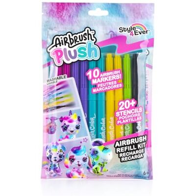 Canal Toys – Recharge Airbrush Plush – 10 Feutres Multicolores + 2 Planches de Pochoirs – Kit de recharges pour peluche à personnaliser – Création & déco dès 6 ans OFG 256 - Publicité Canal Toys – Recharge Airbrush Plush – 10 Feutres Multicolores + 2 Planches de Pochoirs – Kit de recharges pour peluche à personnaliser – Création & déco dès 6 ans OFG 256 - Publicité