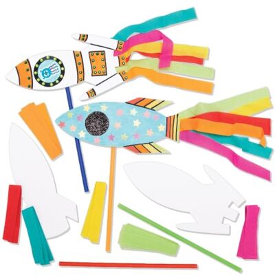 Baker Ross AX180 Baguettes Magiques En Bois En Forme De Fusée Pack De 8, Parfaites Pour Les Enfants À Créer Et À Décorer, Idéales Pour Les Travaux Scolaires - Publicité Baker Ross AX180 Baguettes Magiques En Bois En Forme De Fusée Pack De 8, Parfaites Pour Les Enfants À Créer Et À Décorer, Idéales Pour Les Travaux Scolaires - Publicité