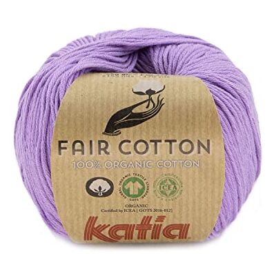 Katıa Katia Fair Cotton Pelote de laine, couleur : Purpura Claro (49), 50 g/env. 155 m - Publicité Katıa Katia Fair Cotton Pelote de laine, couleur : Purpura Claro (49), 50 g/env. 155 m - Publicité