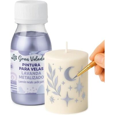 GRAN VELADA Peinture pour bougies lavande métallisée 60 ml Facile à utiliser Idéal pour décorer vos créations Revêtement effet métal pour bougies - Publicité GRAN VELADA Peinture pour bougies lavande métallisée 60 ml Facile à utiliser Idéal pour décorer vos créations Revêtement effet métal pour bougies - Publicité