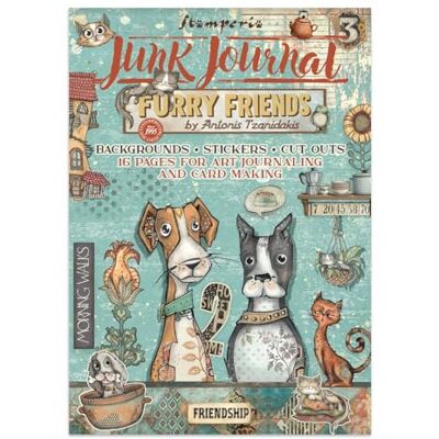 Stamperia Junk Journal Stickers, Cut-Outs, and Backgrounds for Scrapbooks, Albums, Card Making, Bullet Journalling and More, Perfect for Hobbies, Crafts, and Gifting (Furry Friends) - Publicité Stamperia Junk Journal Stickers, Cut-Outs, and Backgrounds for Scrapbooks, Albums, Card Making, Bullet Journalling and More, Perfect for Hobbies, Crafts, and Gifting (Furry Friends) - Publicité