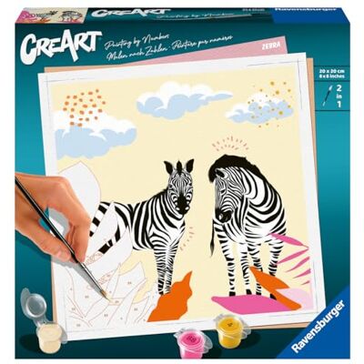 Ravensburger – CreArt Format carré 20x20 cm – Zèbre – Jolane Edition – Loisir créatif – Peinture par numéros – Adulte Activité détente et créative – Dès 12 Ans – 23666 – Version française - Publicité Ravensburger – CreArt Format carré 20x20 cm – Zèbre – Jolane Edition – Loisir créatif – Peinture par numéros – Adulte Activité détente et créative – Dès 12 Ans – 23666 – Version française - Publicité