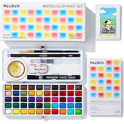 MEEDEN Kit de Peinture Aquarelle de Voyage: 50 Couleurs Peintures Aquarelle pour Débutant avec Pinceaux et Concertina Livre de Coloration Kit de Couleur d'Eau Portable pour la Peinture pour Adulte - Publicité MEEDEN Kit de Peinture Aquarelle de Voyage: 50 Couleurs Peintures Aquarelle pour Débutant avec Pinceaux et Concertina Livre de Coloration Kit de Couleur d'Eau Portable pour la Peinture pour Adulte - Publicité