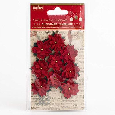 Italian Options Lot de 9 Petites Fleurs de Poinsettia Rouges de 3,5 cm Faites à la Main pour la Fabrication de Cartes de Noël - Publicité Italian Options Lot de 9 Petites Fleurs de Poinsettia Rouges de 3,5 cm Faites à la Main pour la Fabrication de Cartes de Noël - Publicité