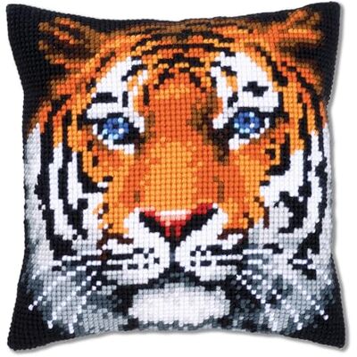 Vervaco Coussin de point de croix Tigre - Kit de broderie - Publicité Vervaco Coussin de point de croix Tigre - Kit de broderie - Publicité