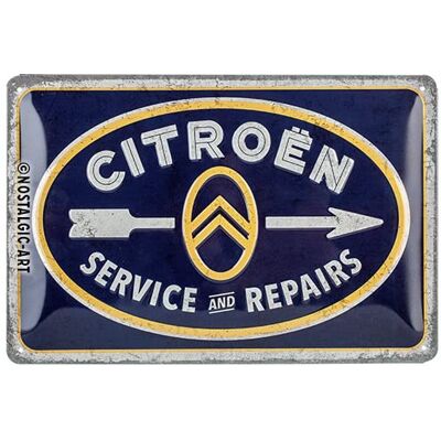 ART Plaque Vintage, Citroen – Service & Repairs – Idée de Cadeau pour Fans de Voitures, en métal, Déco Design Retro, 20 x 30 cm - Publicité ART Plaque Vintage, Citroen – Service & Repairs – Idée de Cadeau pour Fans de Voitures, en métal, Déco Design Retro, 20 x 30 cm - Publicité