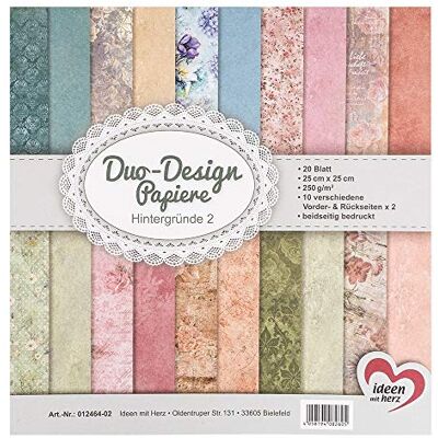 ideen mit herz Papiers décoratifs Duo-Design Bloc de 20 Feuilles de Papier Craft 25 x 25 cm 250g/m² imprimées Recto-Verso Papier Dessin à Motifs idéal pour Scrapbooking (Décors 02) - Publicité ideen mit herz Papiers décoratifs Duo-Design Bloc de 20 Feuilles de Papier Craft 25 x 25 cm 250g/m² imprimées Recto-Verso Papier Dessin à Motifs idéal pour Scrapbooking (Décors 02) - Publicité